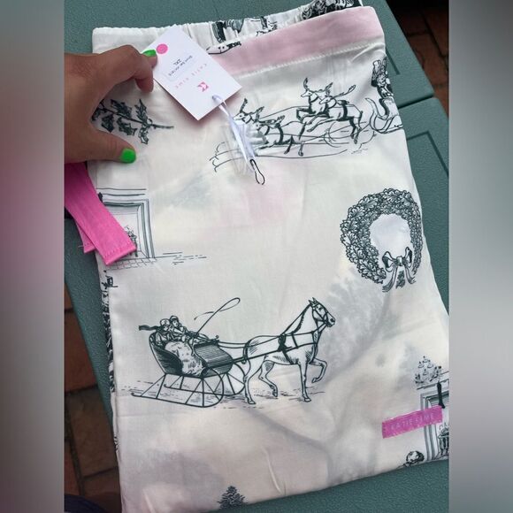 Katie Kime Holiday Toile Hunter / Cream Short Pajama Set NWT - Picture 3 of 5